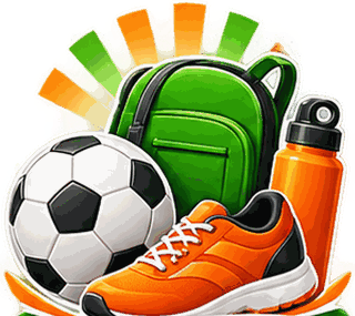 Fußball, Sportschuh und Rucksack – Symbolbild für Sport- und Outdoor-Angebote